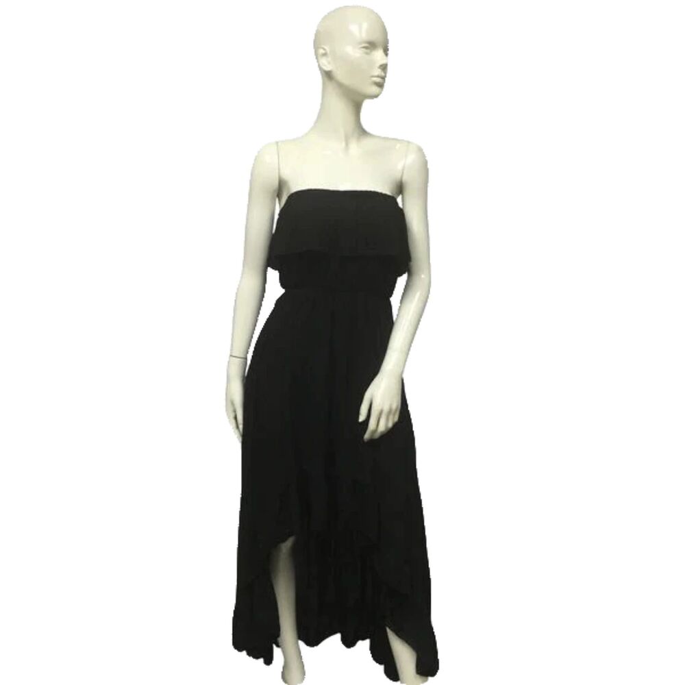 Naked Zebra Reece High-Low Blouson Tube Dress in black Sz S NWT